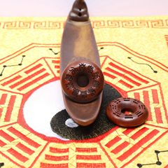 Lightning Struck Jujube Wood Ten Cross Heaven and Earth Bagua Safe Knot Pendant Necklace Taoist Ritual Tool Accessory Deep Color