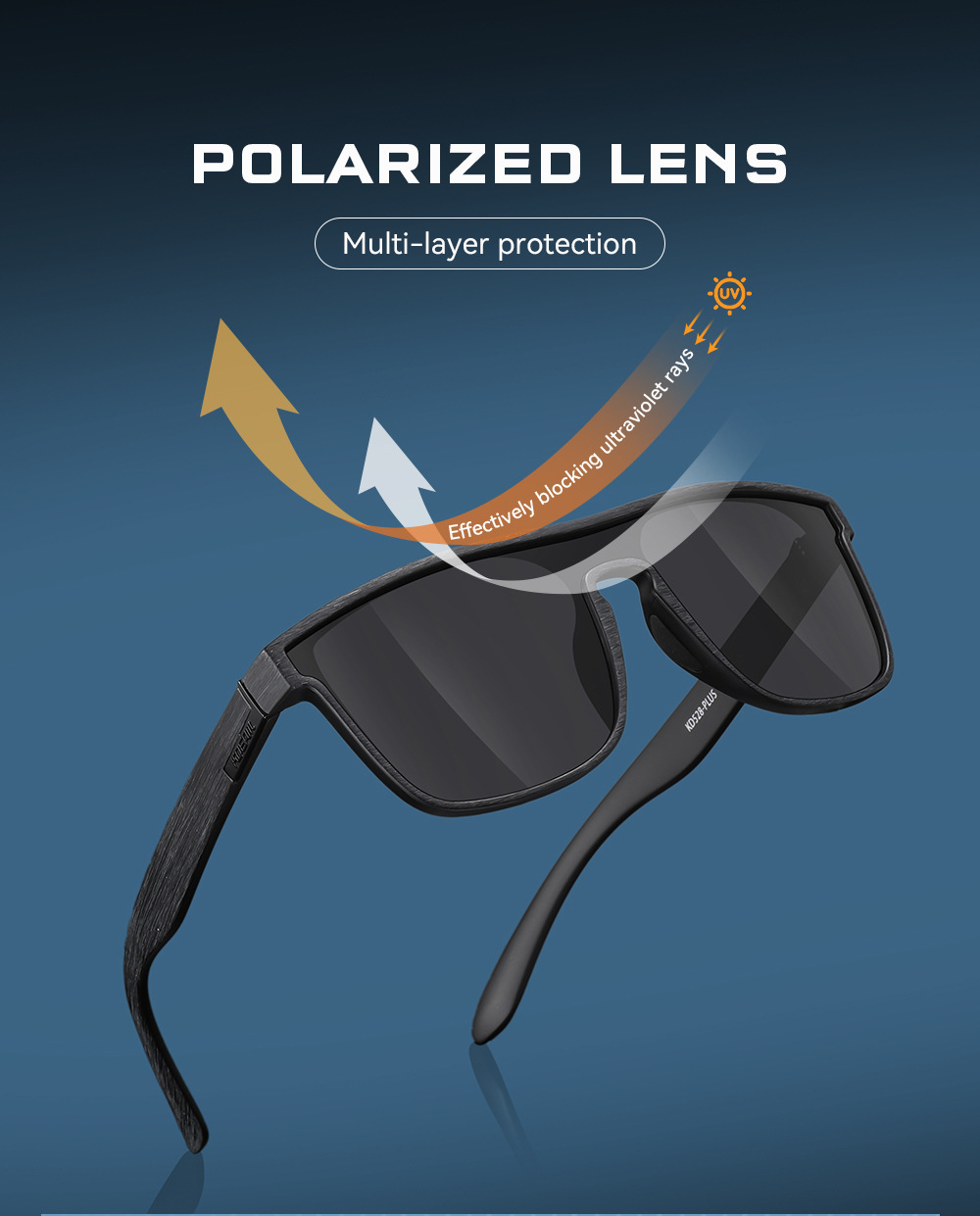 KDEAM große Sonnenbrille neu polarisiert einteilig Sportsonnenbrille winddicht Sonnenbrille Metallscharnier KD528-PLUS