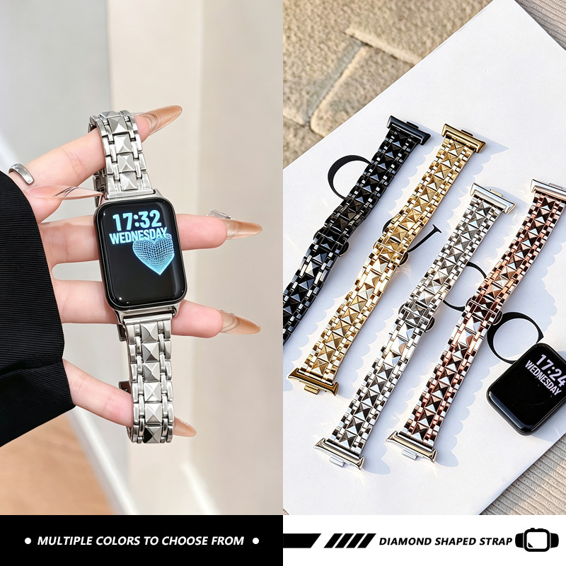 Suitable for Xiaomi 8910pro, Redmi 456, Apple iwatchS11, Huawei Fit345pro diamond-shaped watch steel strap Suitable for Xiaomi 8910pro, Redmi 456, Apple iwatchS11, Huawei Fit345pro diamond-shaped watch steel strap