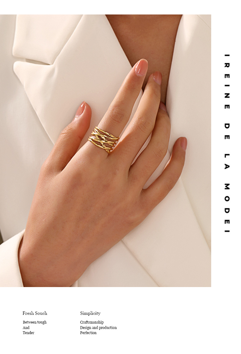 5g Weight PVD Coated Gold Plating Process PVD Coated 18K Gold Plated Solid Color 304 Stainless Steel Classic Style Waterproof Non Tarnish Open Ring