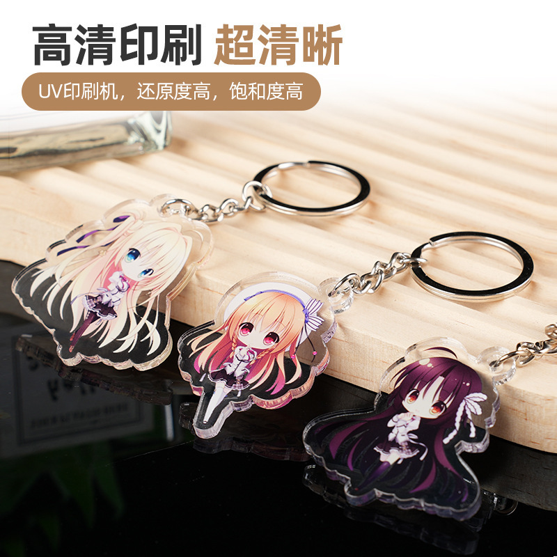Acrylic Keychain Custom DIY Anime Keychain Wholesale Cartoon Pendant Circle Brand Pvc Keychain Custom