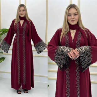 Amazon Muslim Robe Arab Robe European and American Cross-border plus size Women's Trumpet Long Sleeve dress 8840