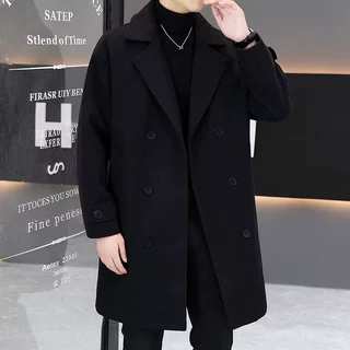 潮流时尚秋冬季新款毛呢大衣阔版英伦风潮流中长款呢子外套男生款