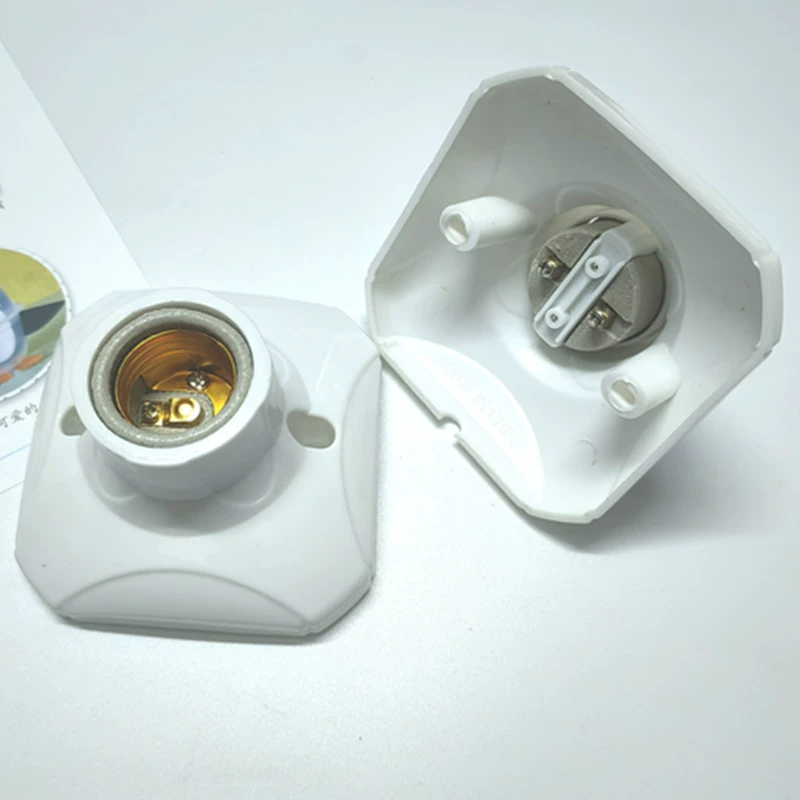 Лобовая плоская головка лампы E27 головка лампы квадратная 86 керамическая плоская лампа патронная патронная патронная лампа PP белая высокая термостойкая настенная головка лампы медный столб