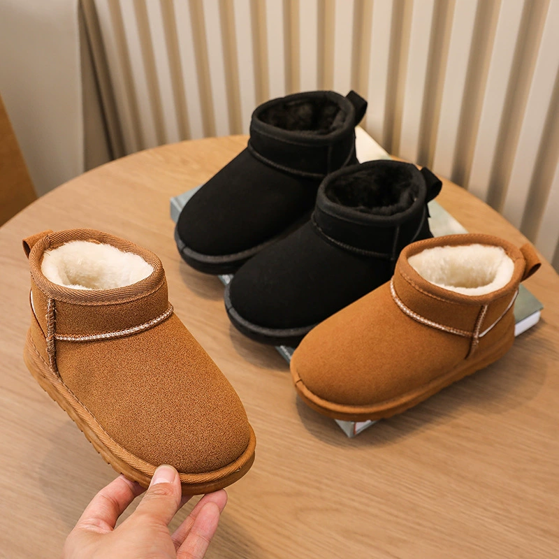2025 новые зимние детские антискользящие теплые снежные ботинки для мальчиков и девочек с утепленной подкладкой, короткие ботинки из хлопка