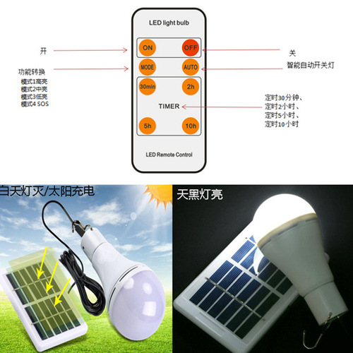 LED solar globe bulb garden light solar remote control light solar spotlight camping night light Christmas light