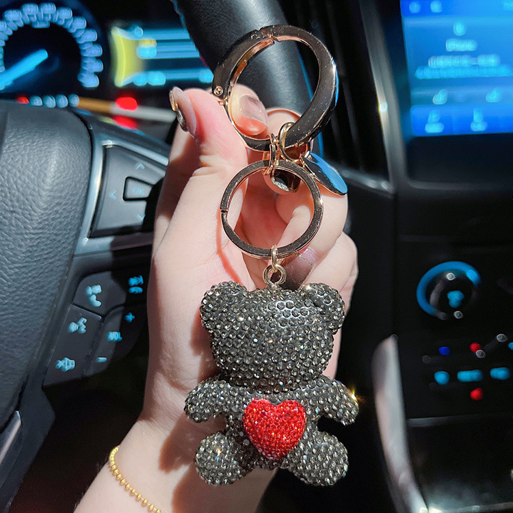 73g Weight Bag Pendant, Keychain Classification 1 Piece Quantity Daily Occasion Alloy, Plush Material Bear, Heart Shape Pattern Women's Gender Cute, Modern Style, Classic Style Style 1 Piece Cute Modern Style Classic Style Bear Heart Shape Alloy Plush Women's Bag Pendant Keychain 4