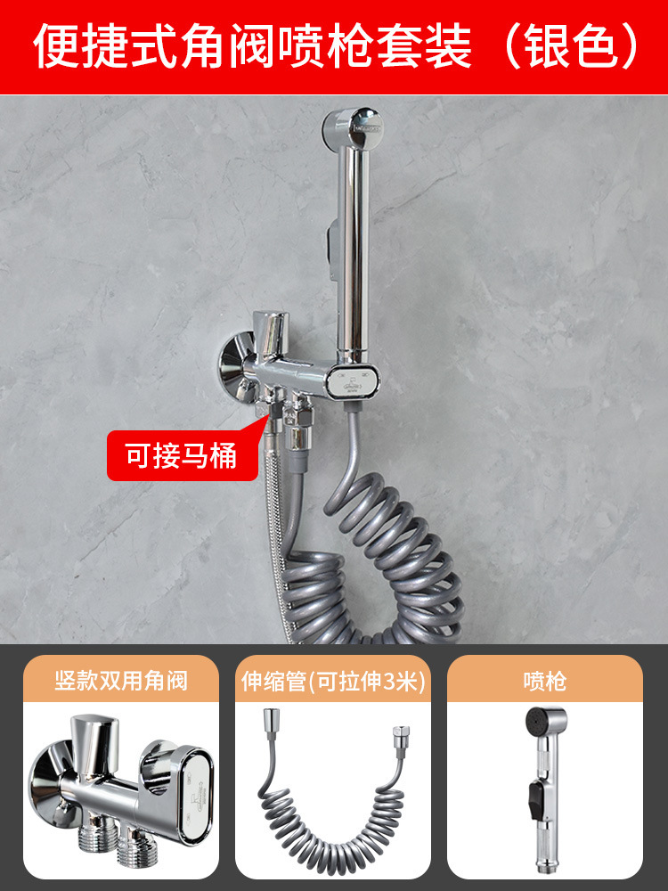 새로운 스타일?실버 [편리성] 겸용 스프레이 건 세트 [변기 연결 가능]