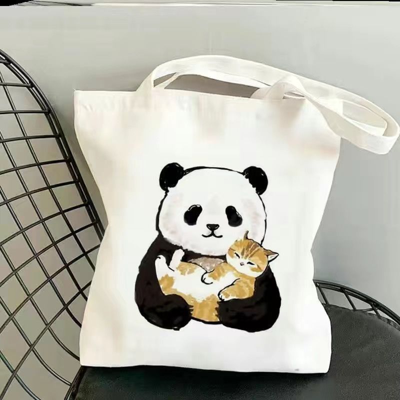 Flora panda caricatura bolsa de lona de hombro nueva bolsa de mano inswind nueva bolsa de mano para viajar estudiantes