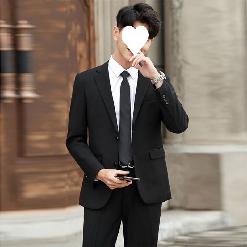 Spring Textured Men's Suit, Korean Style Slim-Fit Jacket, Groom's Wedding Suit, Banquet Business Professional Formal Wear