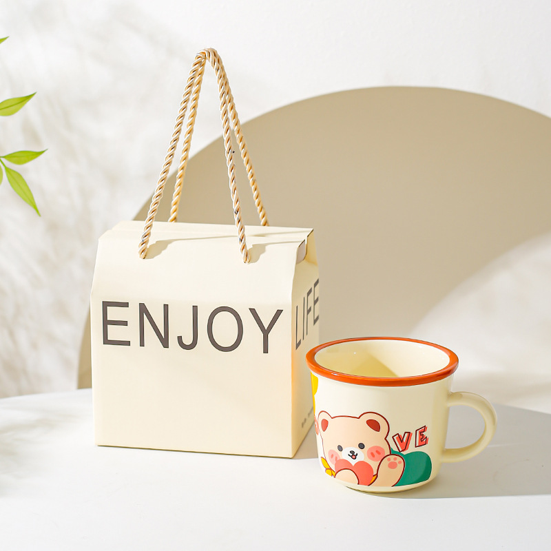 Diseño de nicho de oficina taza de agua, taza de dibujos animados, taza de marcas de animales, taza de desayuno de leche para parejas