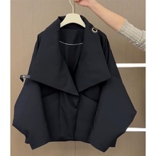 2025年冬季新款韩系短款大翻领棉服女设计感时尚宽松面包服外套