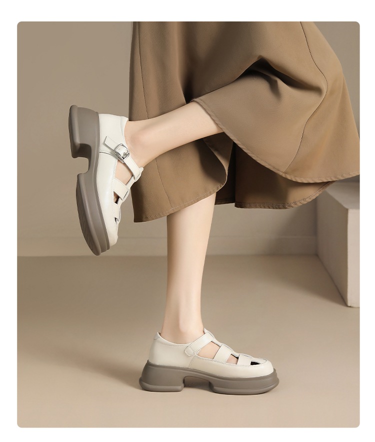 Dép sandal La Mã nữ đế dày da thật bít mũi — BK153 màu đen chi tiết 15