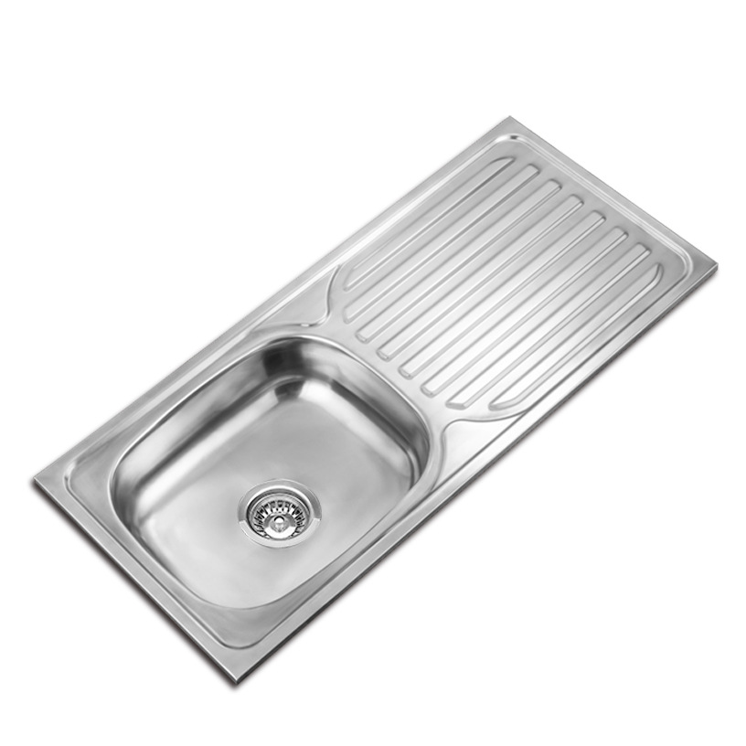 Suministro transfronterizo de 7540 fregadero de acero inoxidable hogar sola ranura con placa fregadero de la cocina lavabo de lavado de vegetales pulido piscina de lavado de vegetales