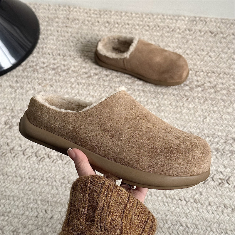 Sangpo Birkenstock Shoes Winter New Closed-Toe Wool Slippers Small Potato Ugly Cute Mule Shoes Furry Slippers for Women Outdoor Wear