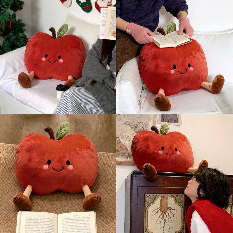 Cute big-eyed apple pillow, sofa and bed headrest cushion, office lumbar support pillow, nap pillow, plush toy