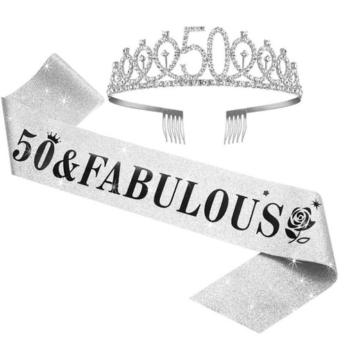 Numbers 50 21 13th Birthday Crown Etiquette Belt Set Girls Rhinestone Headband Belt Queen Party Supplies