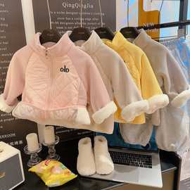 【加厚保暖】儿童韩版奥粒绒加绒外套冬季校服内穿拉链拼色上衣