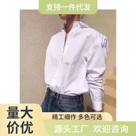 北欧totemcapri刺绣logo白衬衫女休闲宽松廓形棉衬衣2024新款