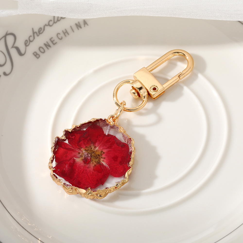 30g Weight Bag Pendant, Keychain Classification 1 Piece Quantity Holiday Occasion Dried Flower Material Flower Pattern Women's Gender Epoxy Design Pastoral Style Pastoral Flower Dried Flower Epoxy Women's Bag Pendant Keychain 11