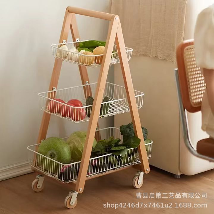 木质移动小推车客厅储物用品浴室多层整理架收纳架带滚轮置物架|undefined