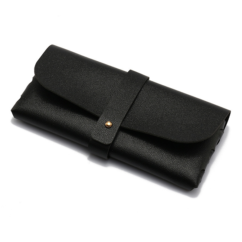 Glasses case in stock wholesale black leather glasses case nail buckle soft bag sunglasses case for men and women available new fashion