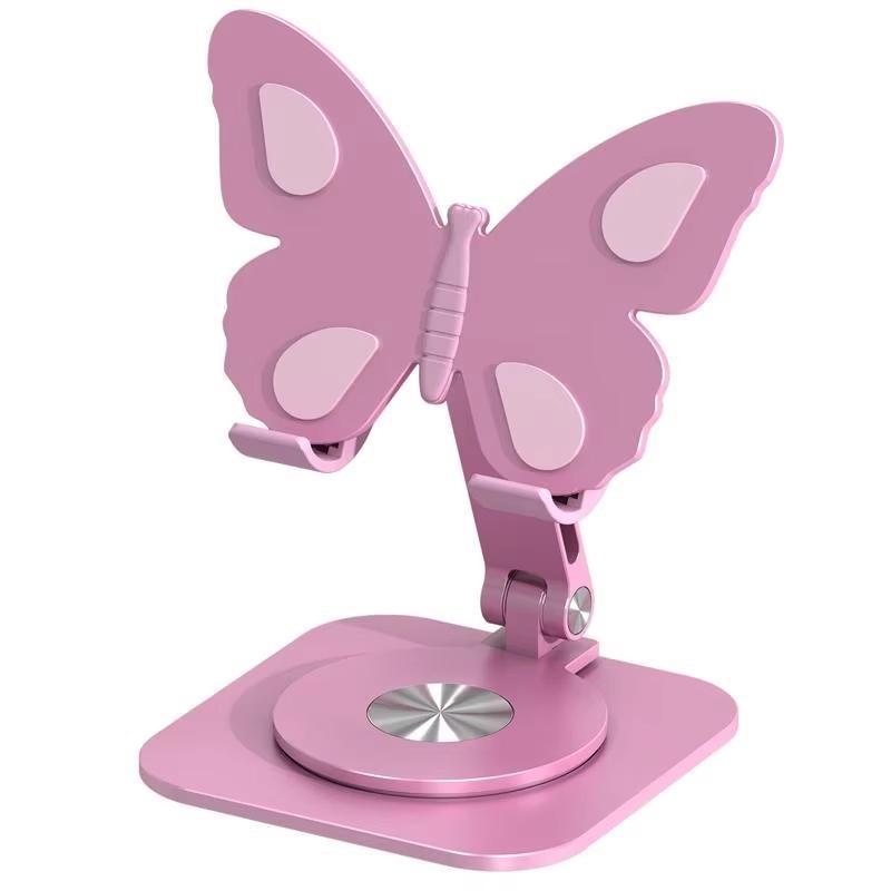 Nuevo teléfono móvil mariposa metálico en vivo de 360 ° rotación de elevación y trémolo soporte plegable portátil de escritorio IPA plano