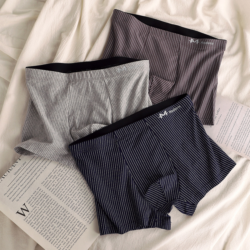 Fábrica directa de los hombres ropa interior popular puro algodón juventud simple rayas moda transpirable boxeadores más tamaño ropa interior