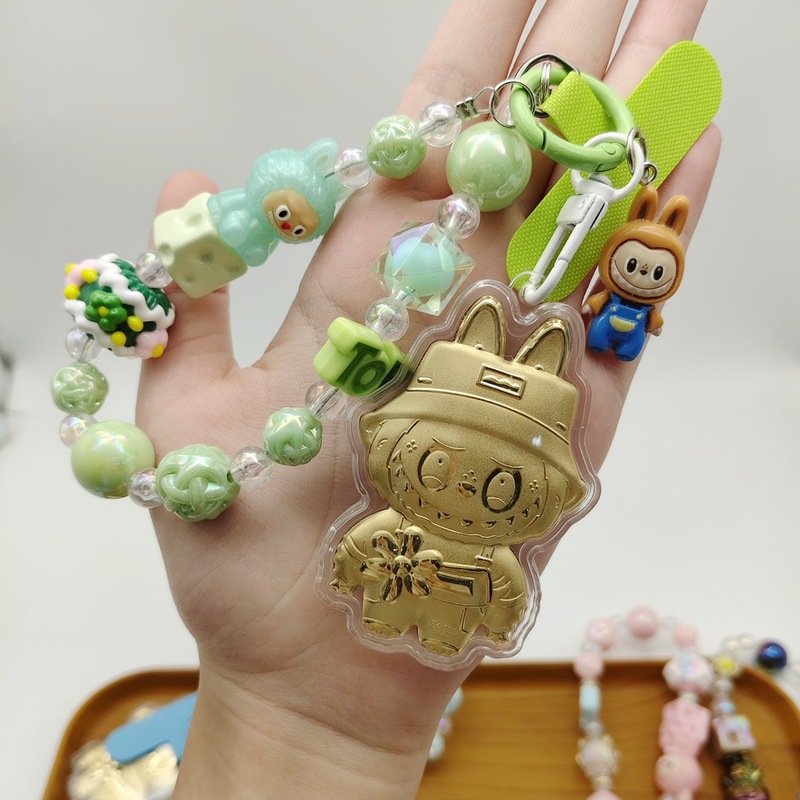 純金 999 ラブブ携帯電話チェーンゴールドラブブ漫画キャラクターバッグペンダントキーホルダーペンダントギフト|undefined