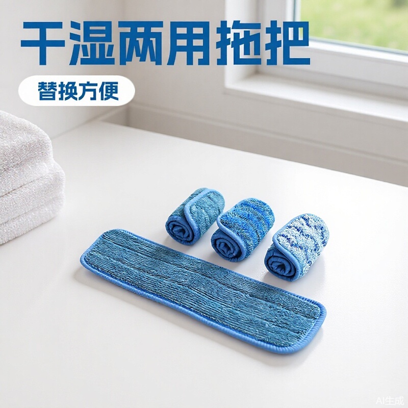 Ikea Flat Mop Lazy Mop Adhesive Anti-Static Mop Ultra-Fine Fiber Thickened Twisted Dry and Wet Dual-Use Replacement
