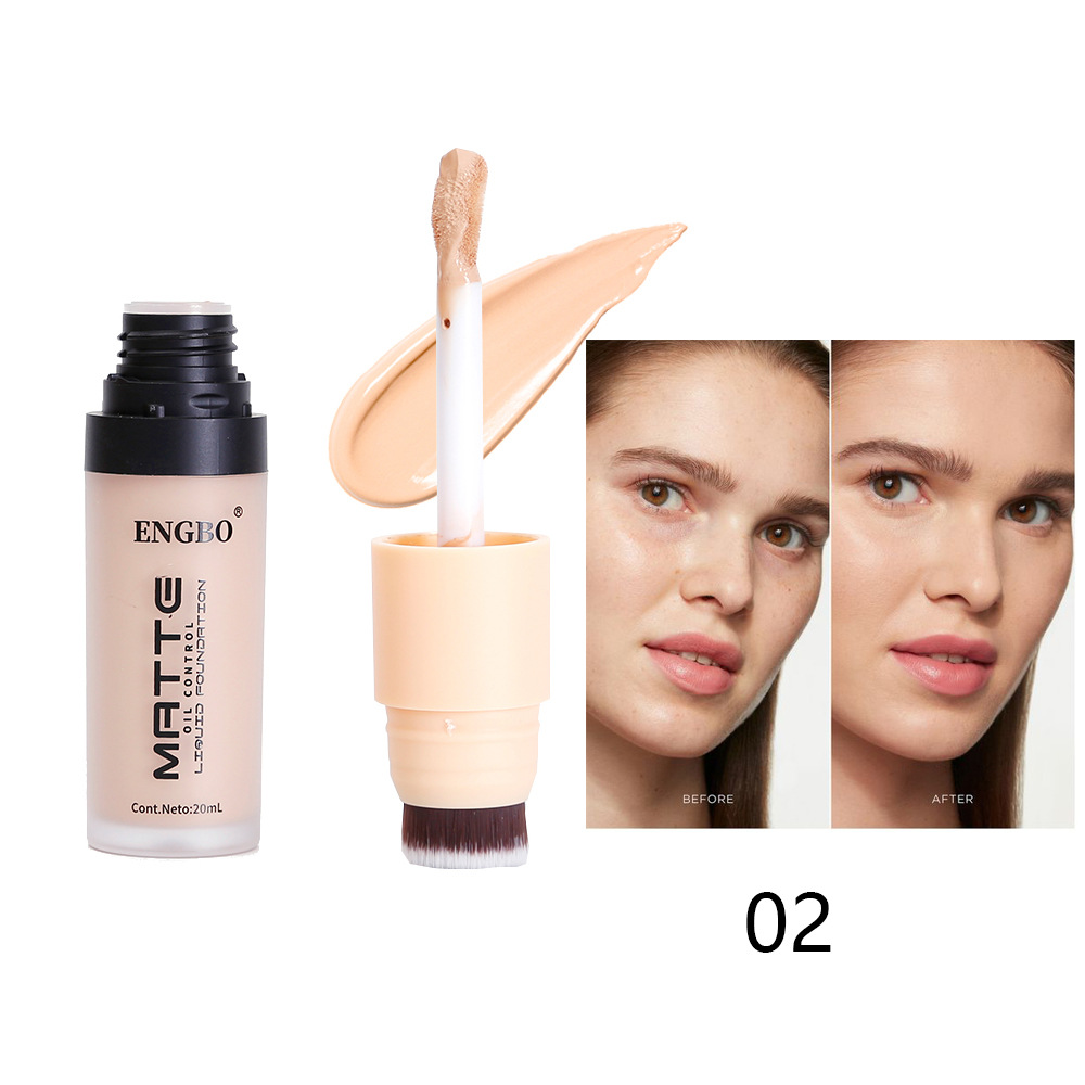 The new matte double-headed foundation is oil-control, brightening, concealing, long-lasting, breathable and comes with a brush Item Picture