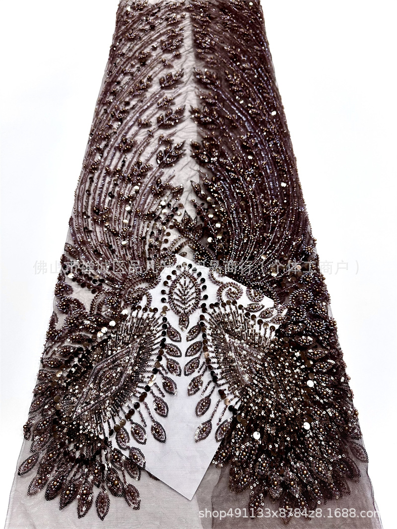 Moda alta francesa vestido de boda vestido de cena vestido de moda encaje tubo bordado tela