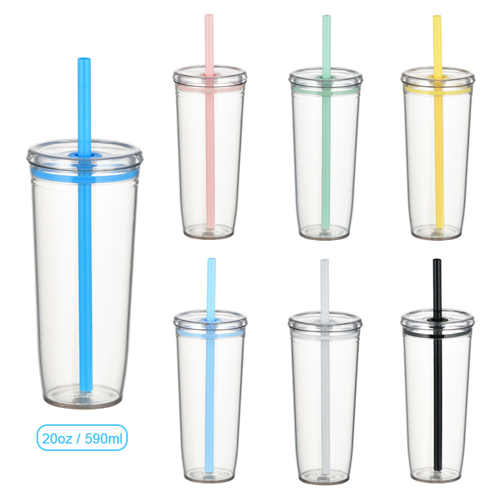 Nuevo Modelo 2026, Vaso de Tritán de 590 ml con Pajita, para Té con Leche, Café, Multicolor, de Gran Capacidad