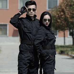 新款黑色保安作训服套装男户外迷彩服特种兵作战服工作服修身耐磨-阿里巴巴