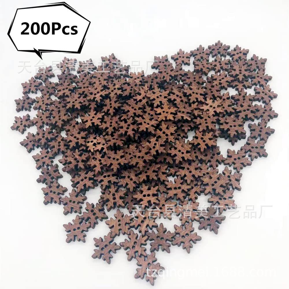 Copo de nieve marrón botón 18mm suministros de Navidad copo de nieve botón Navidad copo de nieve