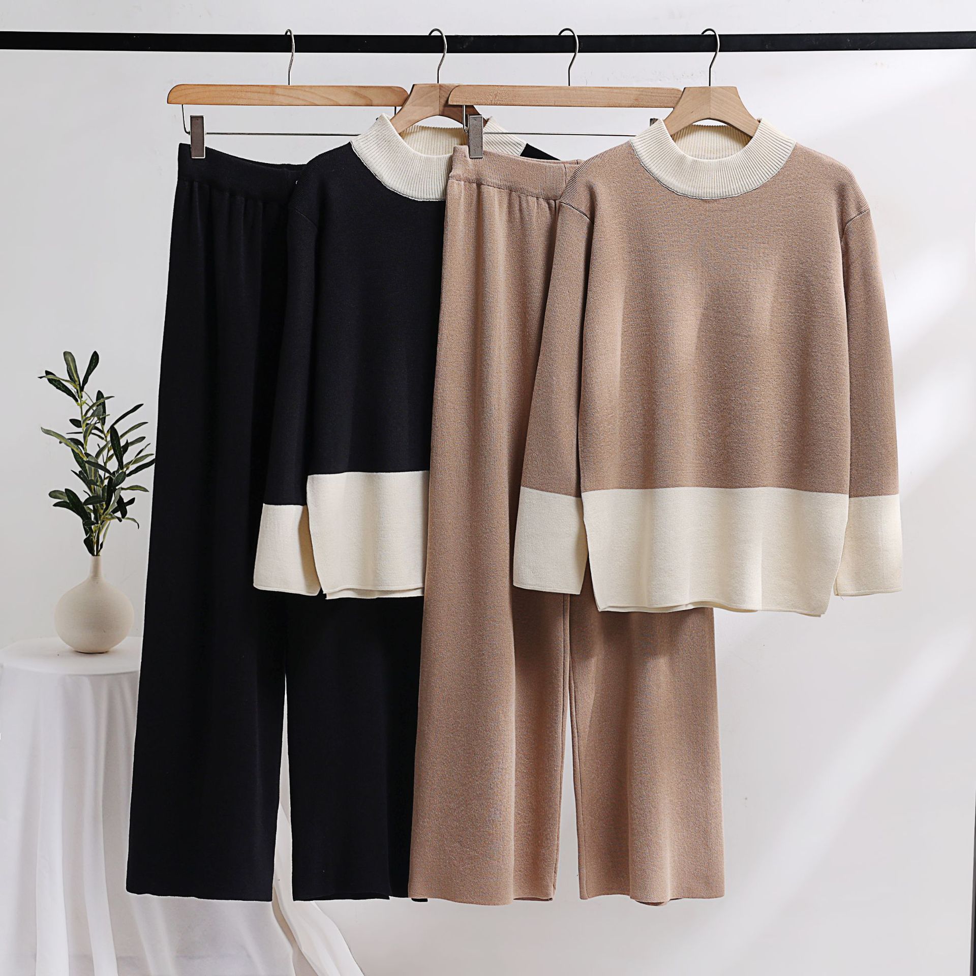 Polyester Fabric Type Pant Co-ord Set Sets Type Daily Women's Casual Color Block Polyester Pant Co-ord Set Pants Sets
