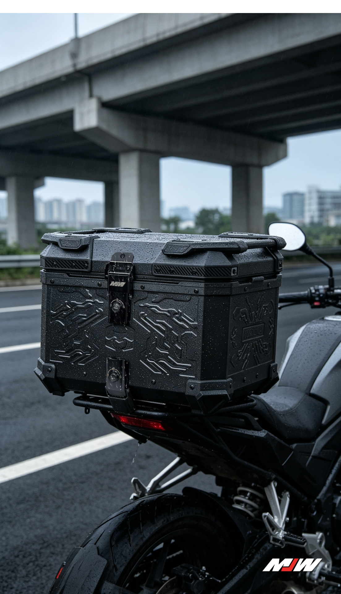 45LMJW Beast Four-Sided Embossed Motorcycle Quick-Release Aluminum Alloy Embossed Tail Box for Scooter and Electric Vehicle