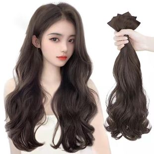 Long Wavy Curly Hair Wig for Women, Three-Piece Hair Extension, Fluffy Hair Extension, Traceless Large Curly Artificial Hair Patch