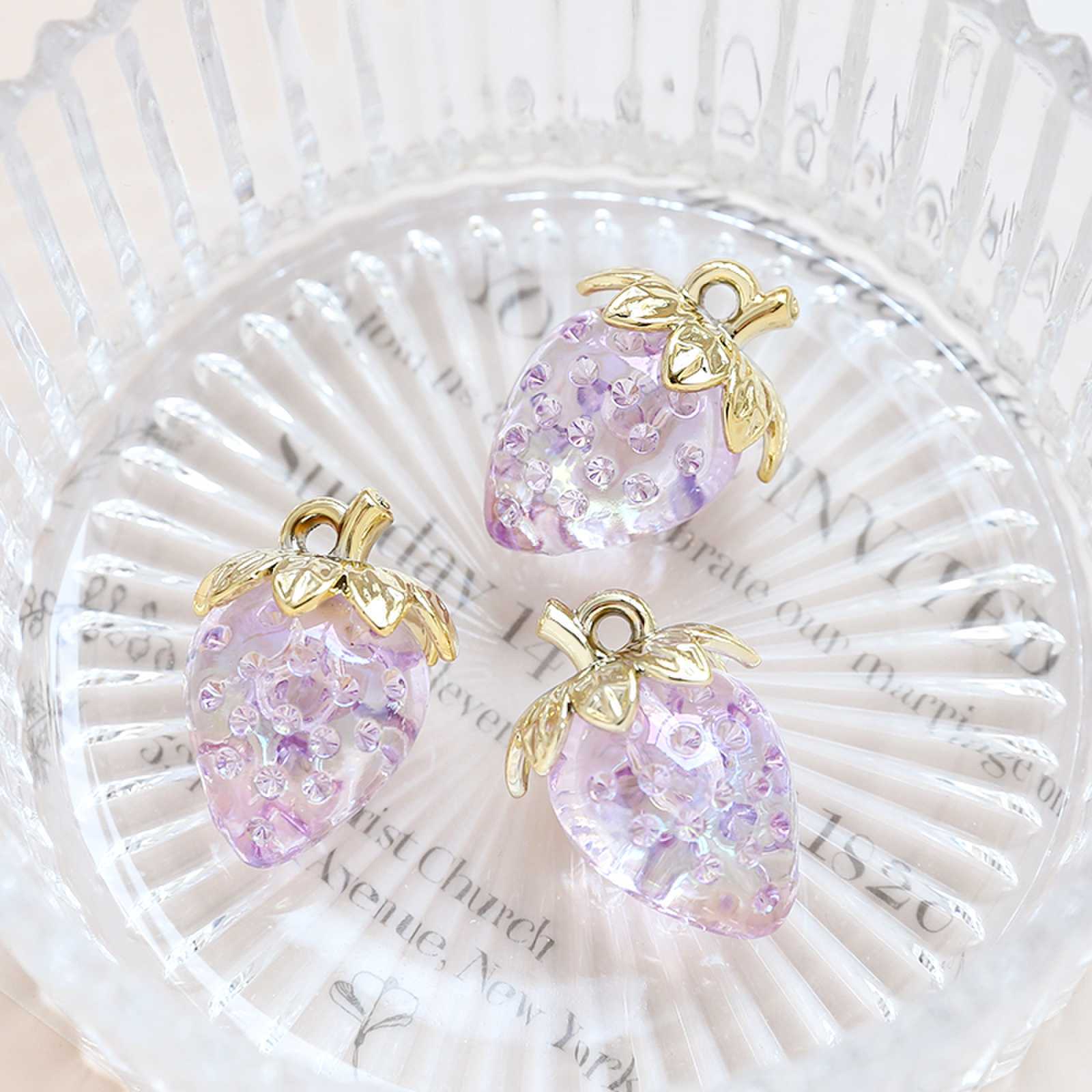 5g Weight Pendant Jewelry Making Type DIY Jewelry Accessories Classification 1 Piece Quantity Artificial Crystal Material Strawberry Pattern Sweet Style 1 Piece Arylic Artificial Crystal Strawberry Pendant 12
