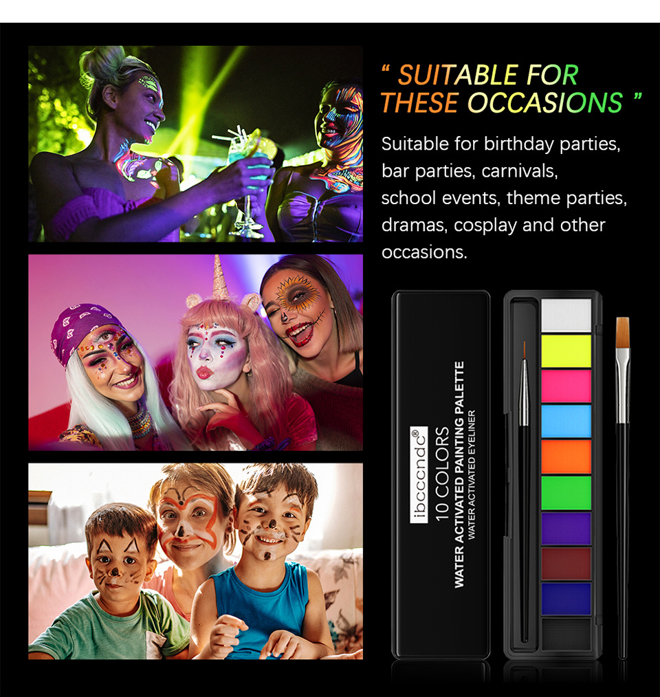 carina Ibcccndc10 human body painting pigment water-soluble Halloween children's DIY fluorescent face color_voghion.com