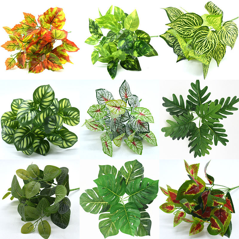 メーカー直販シミュレーション植物プラスチック造花植物壁配材ゴム手触り葉亀背葉緑羅|undefined