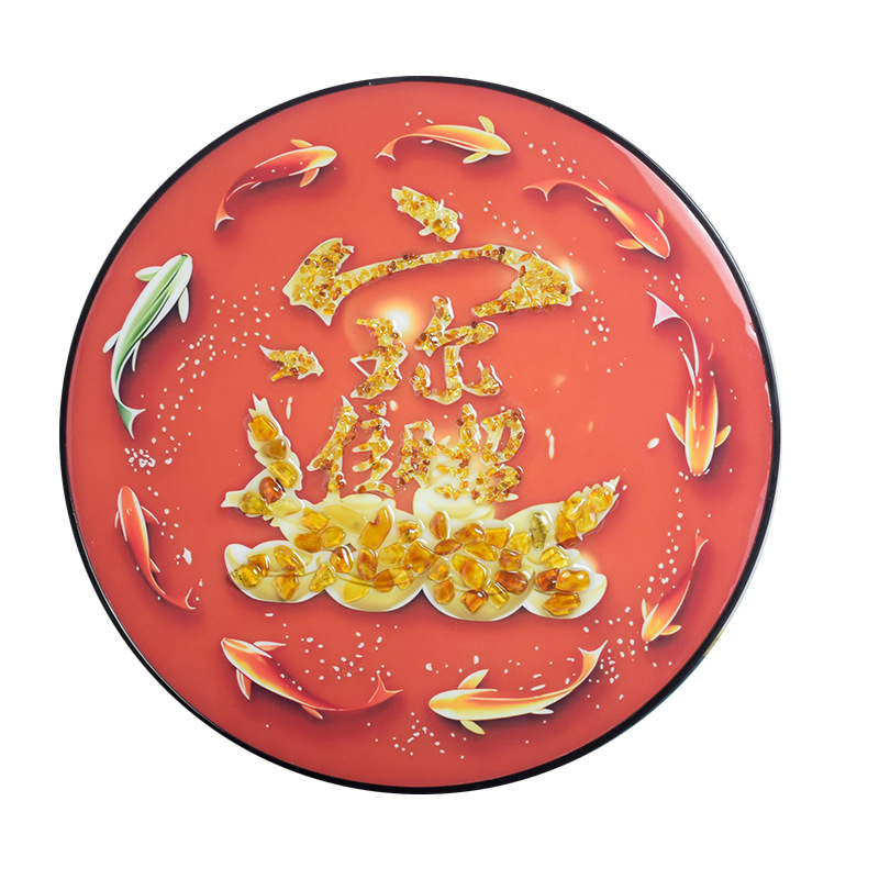 호박색으로 칠해진 잉어 잉어, 직경 30cm(받침 포함)