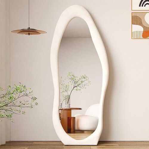Cream style full body mirror floor mirror ins Nordic fitting mirror wall hanging bedroom living room shaped cloud dressing mirror