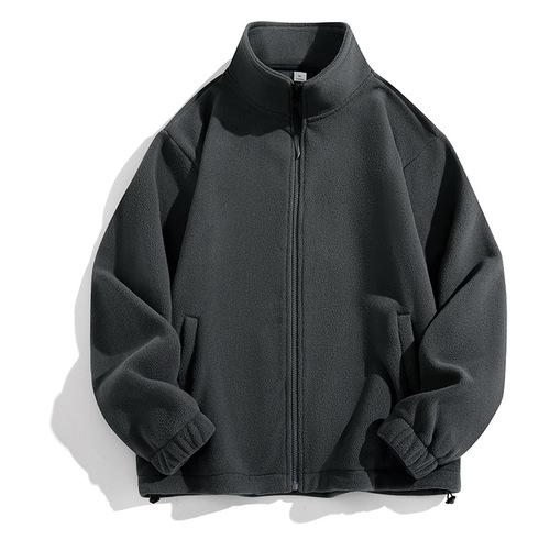 Autumn and winter new wavy velvet jacket outer public version solid color outdoor trend couples warm heating and velvet hoodie