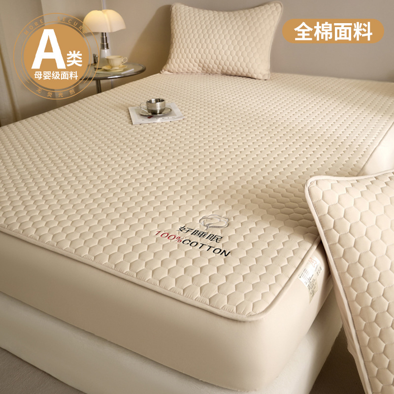 Sombrilla de cama de algodón puro de 100 algodón grueso, cubierta protectora de colchón Simmons con todo incluido acolchado, cubierta de cama de sábana antideslizante
