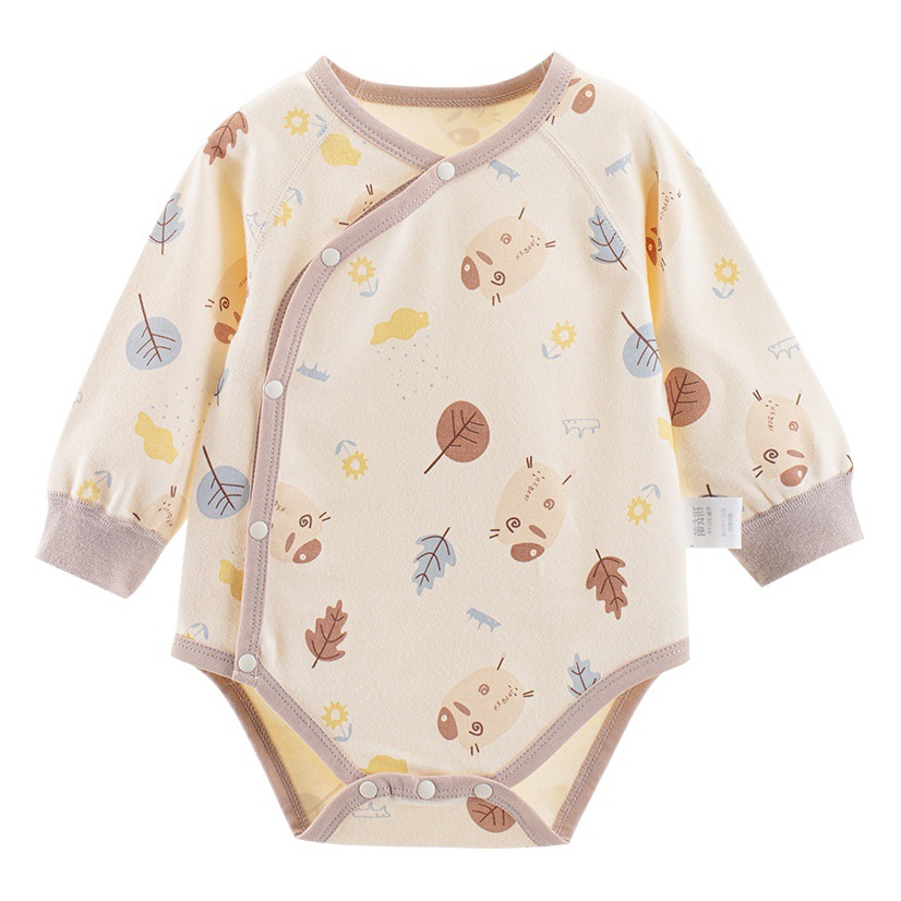Primavera y otoño bebé vaina ropa clase A puro algodón manga larga todo-fósforo recién nacido bebé mono bebé sin hueso ropa