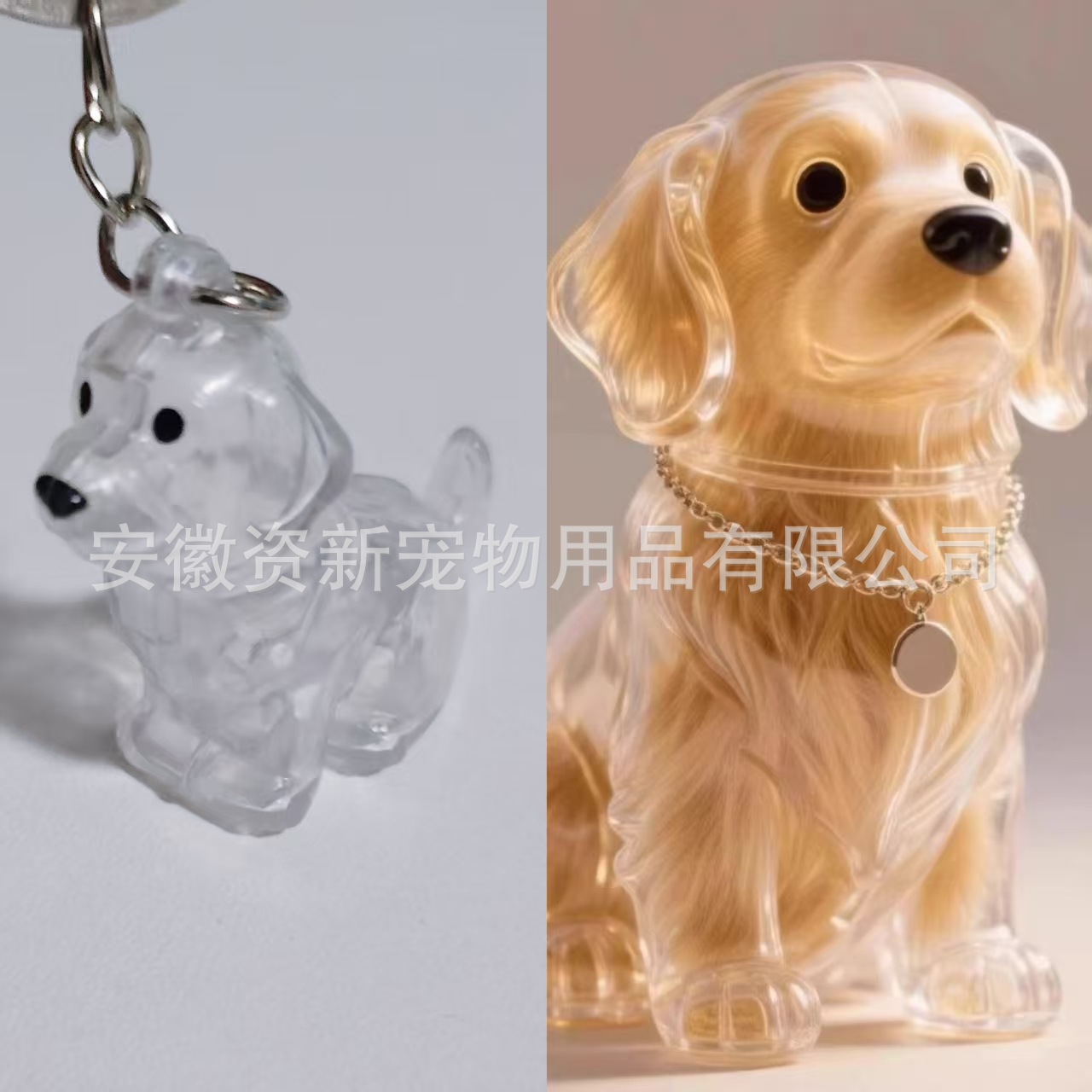 ペットの髪のペンダントかわいい子犬の毛透明収納ボックス猫と犬の形のクリエイティブペンダントキーホルダー