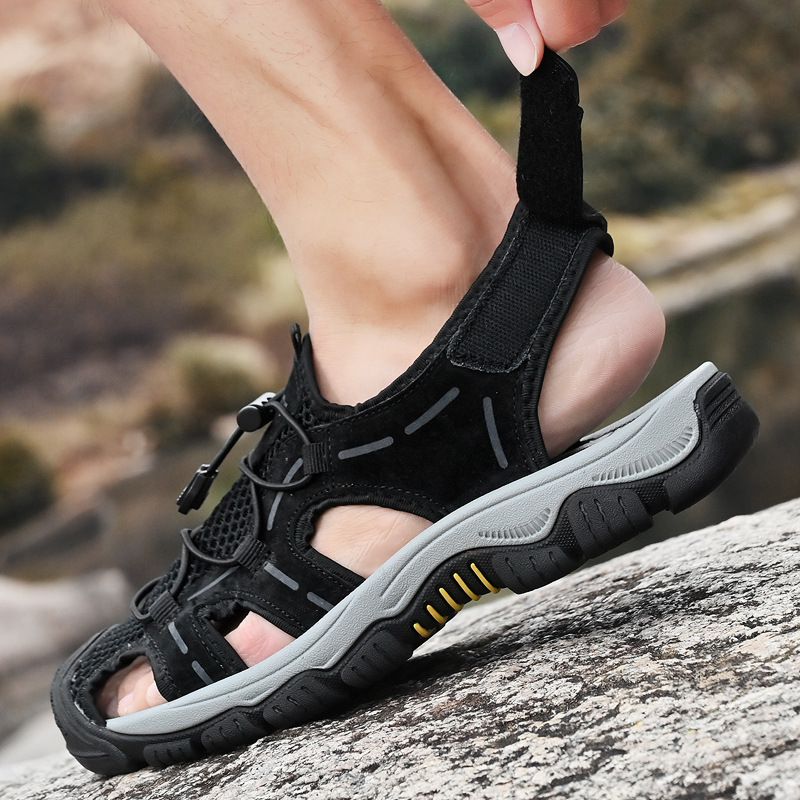2025 nuevas sandalias para hombres ventilados zapatos de playa al aire libre para hombres deportes de ocio de cuero grande