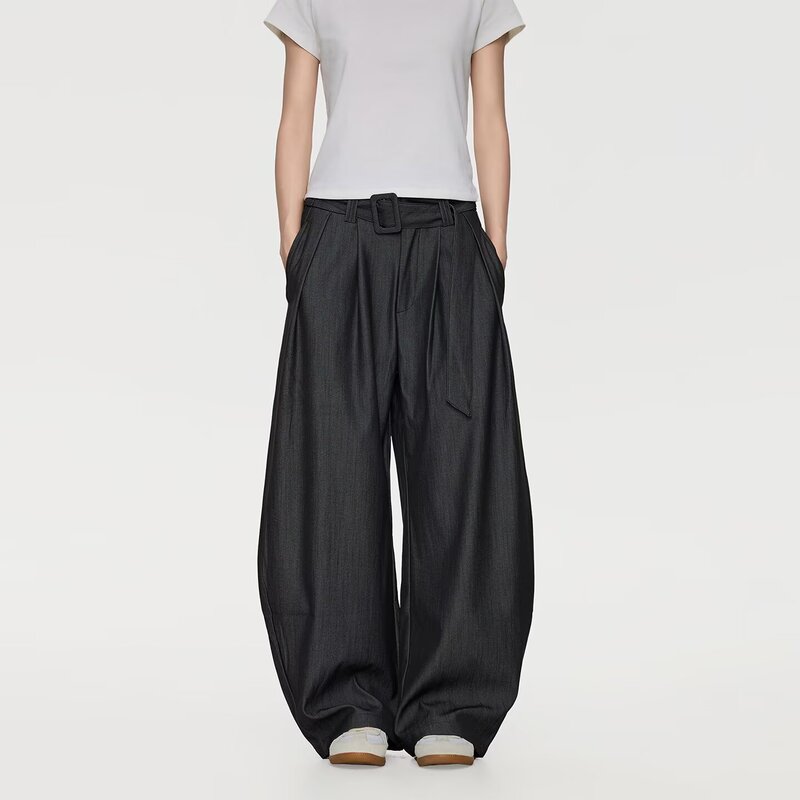 2025 Autumn Japanese Style Black Yohji Yamamoto Style Japanese Simple Cos Loose Fit Niche Lantern Wide-Leg Pants