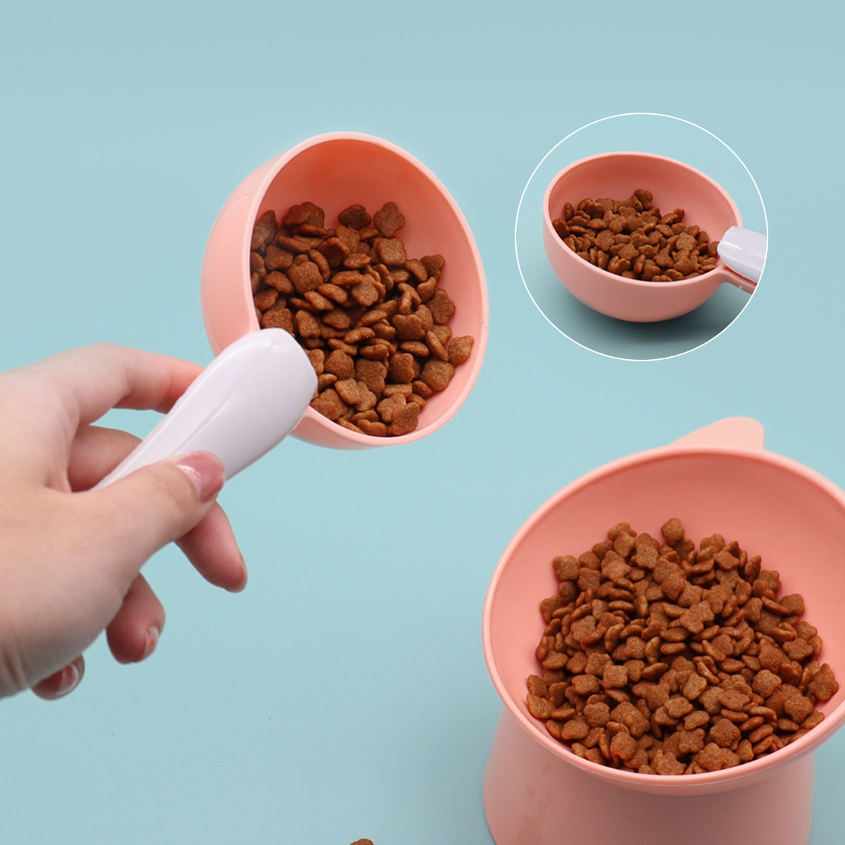 Cuchara de comida para perros transfronteriza con clip Cuchara de comida para gatos de plástico Cuchara de comida para mascotas a prueba de humedad Pala de comida para gatos Juegos para perros Necesidades diarias